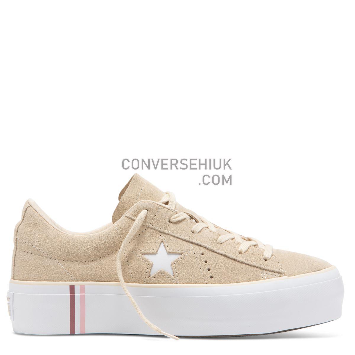 Converse One Star Seasonal Suede Platform Low Top Light Bisque Light Bisque/White/White 565377 Shoes