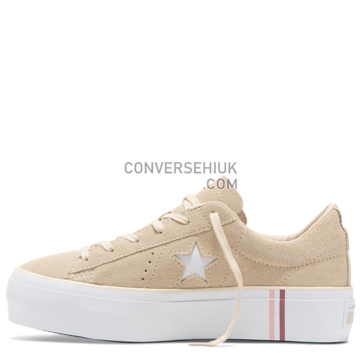 Converse One Star Seasonal Suede Platform Low Top Light Bisque Light Bisque/White/White 565377 Shoes