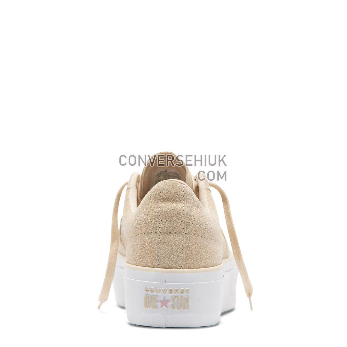 Converse One Star Seasonal Suede Platform Low Top Light Bisque Light Bisque/White/White 565377 Shoes