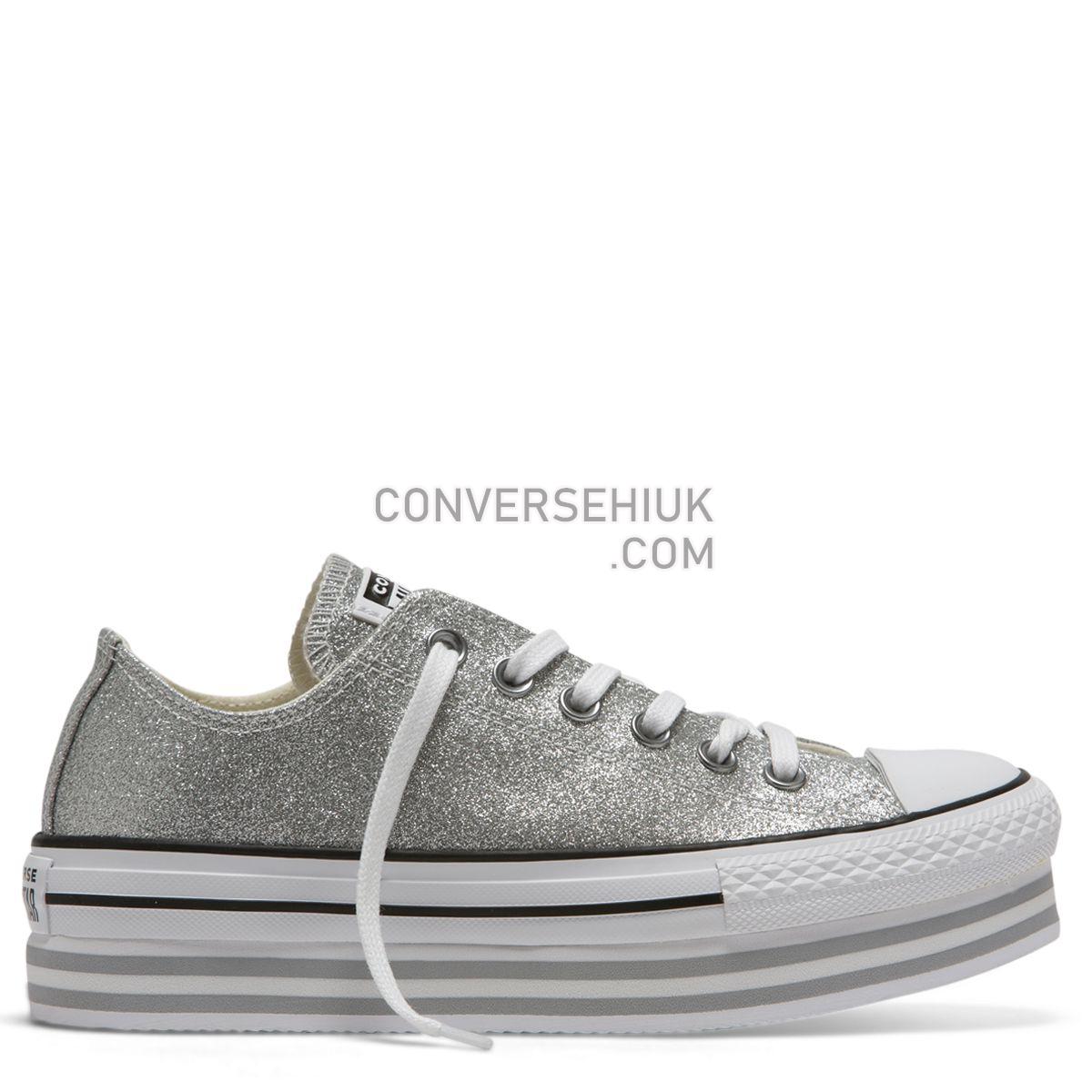 Converse Chuck Taylor All Star Shiny Metal Platform Low Top Silver Silver/Wolf Grey/White 564878 Shoes