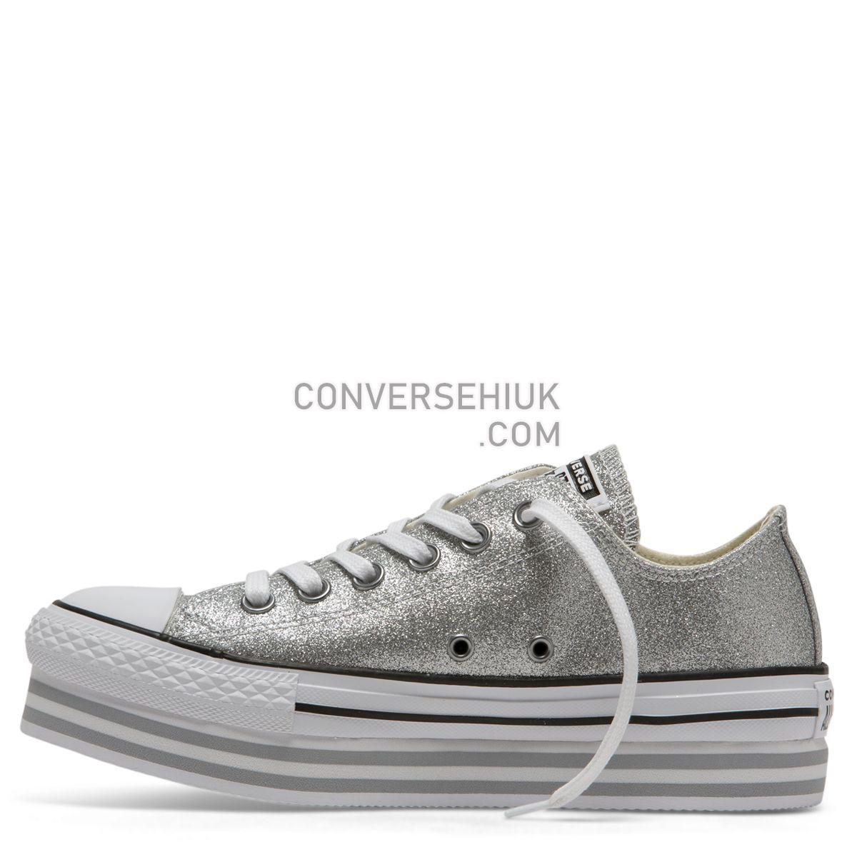 Converse Chuck Taylor All Star Shiny Metal Platform Low Top Silver Silver/Wolf Grey/White 564878 Shoes