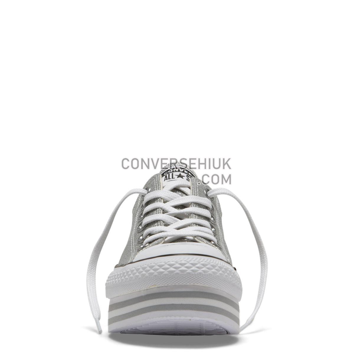 Converse Chuck Taylor All Star Shiny Metal Platform Low Top Silver Silver/Wolf Grey/White 564878 Shoes