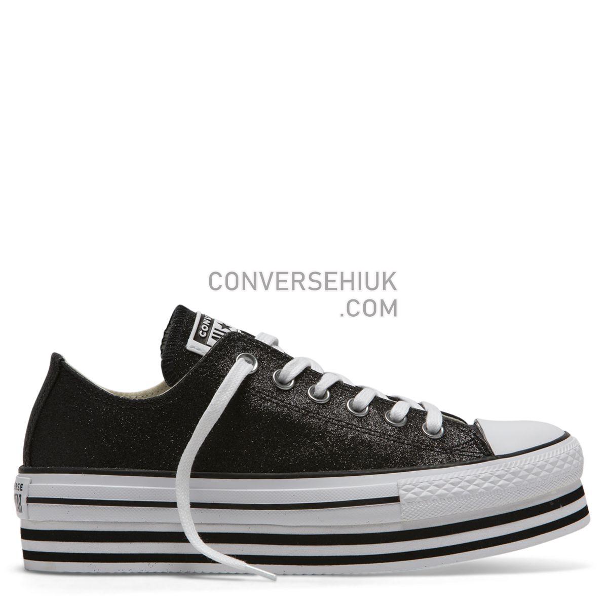 Converse Chuck Taylor All Star Shiny Metal Platform Low Top Black Black/Black/White 564877 Shoes