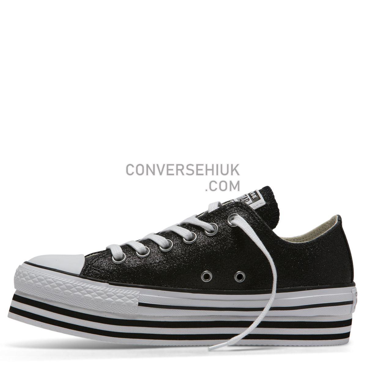 Converse Chuck Taylor All Star Shiny Metal Platform Low Top Black Black/Black/White 564877 Shoes