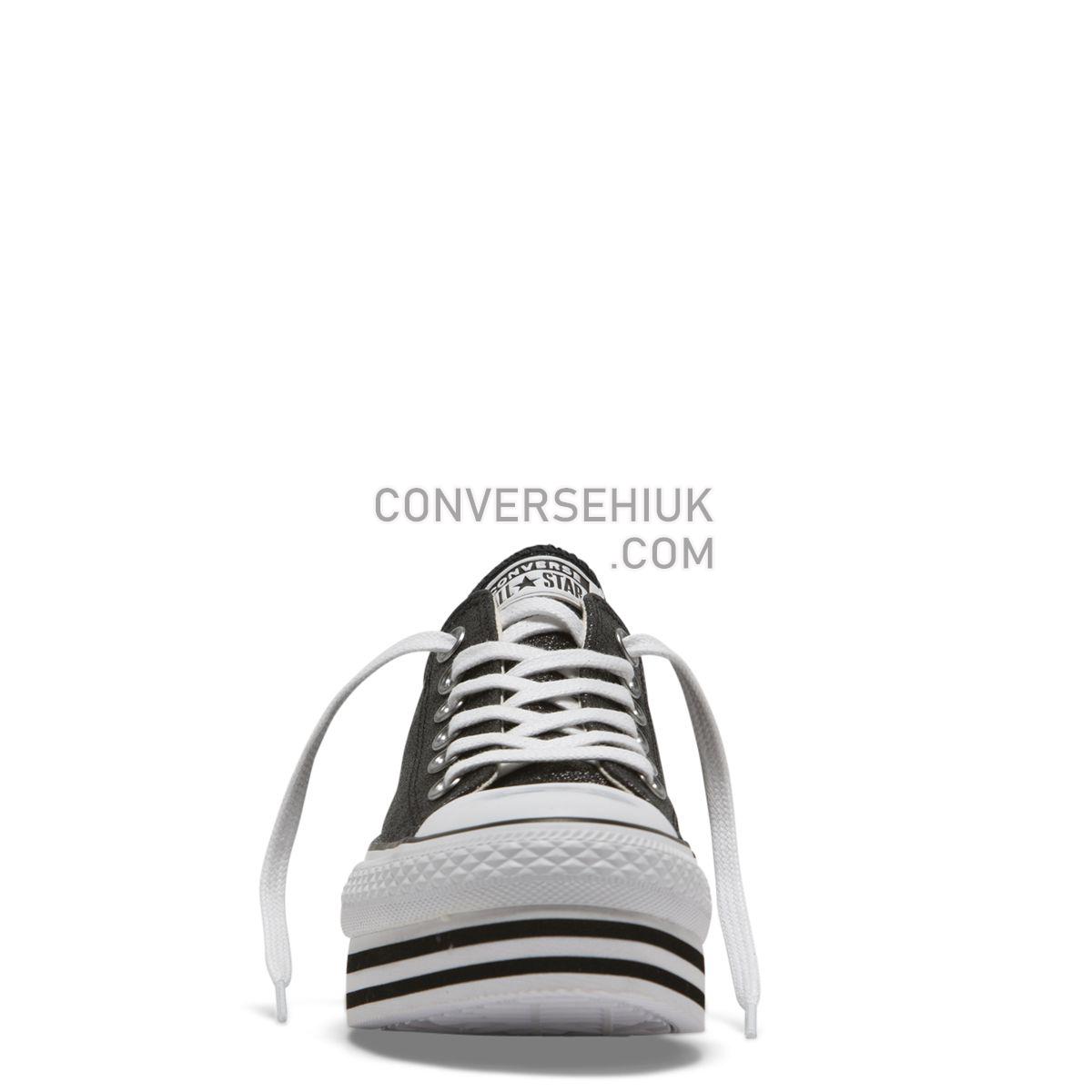 Converse Chuck Taylor All Star Shiny Metal Platform Low Top Black Black/Black/White 564877 Shoes