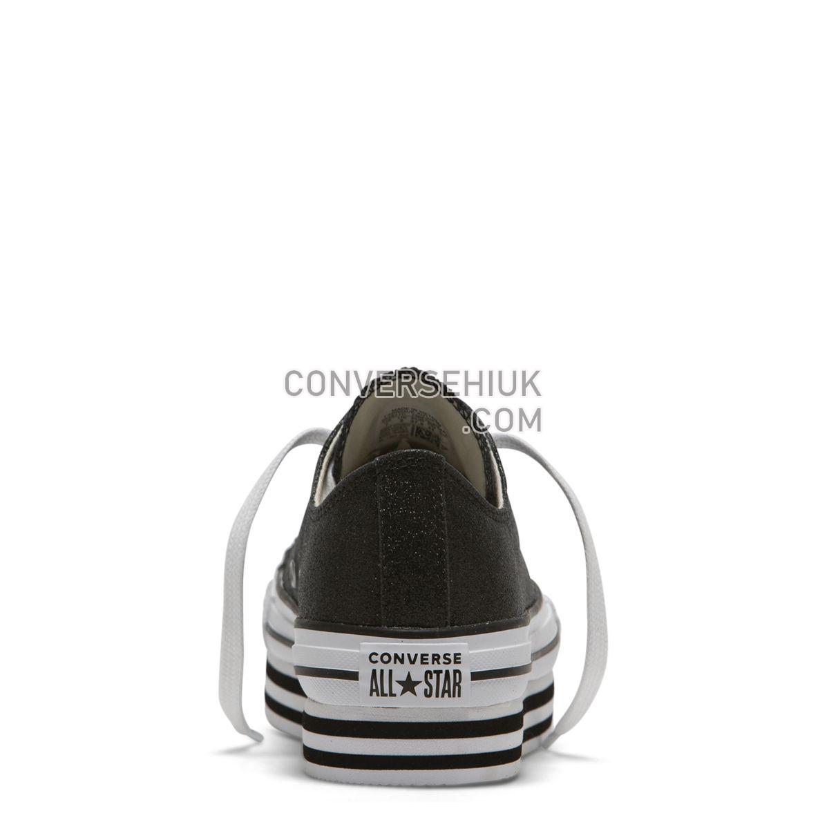 Converse Chuck Taylor All Star Shiny Metal Platform Low Top Black Black/Black/White 564877 Shoes