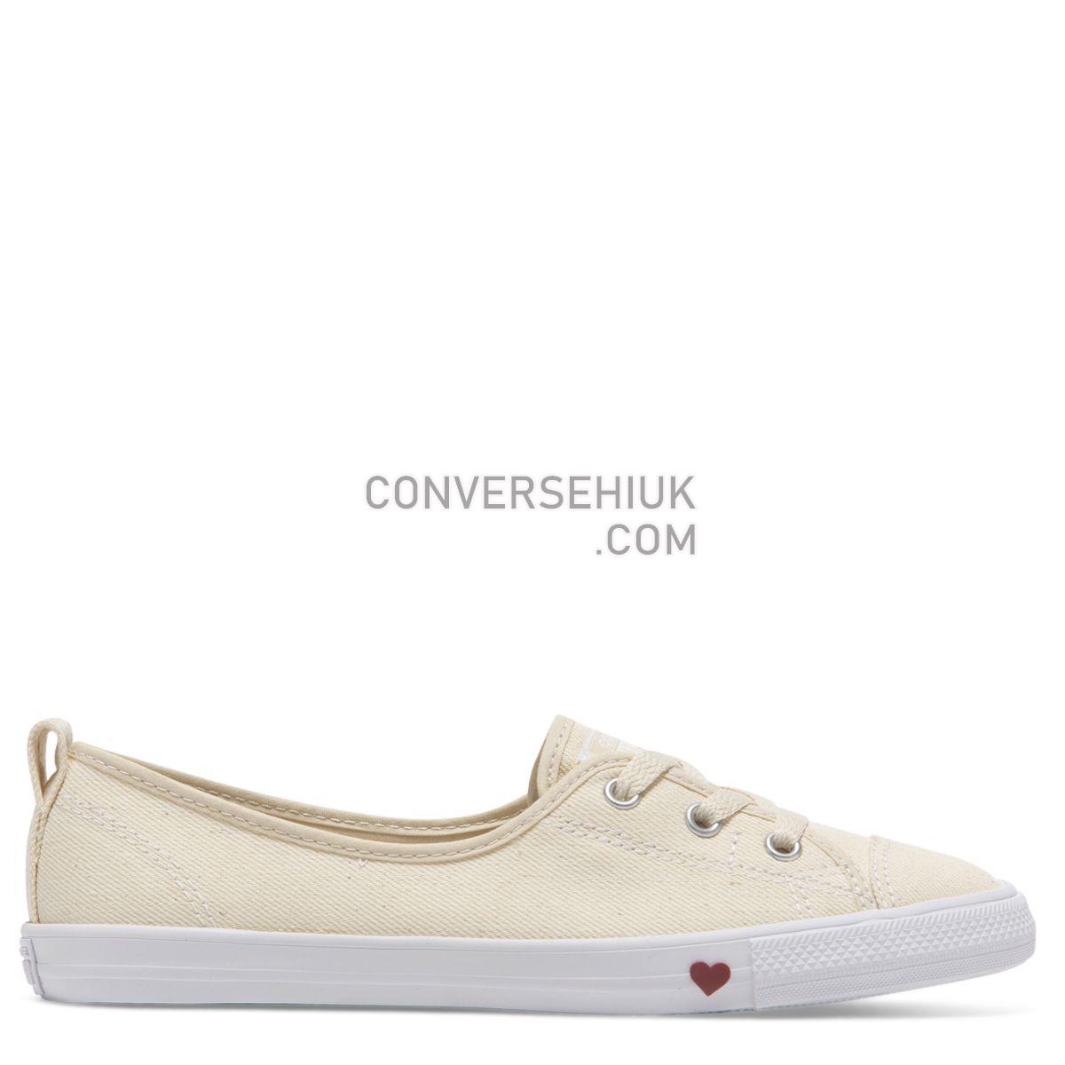 Converse Chuck Taylor All Star Ballet Lace Hearts Slip Natural Natural Ivory/White/Garnet 563494 Shoes