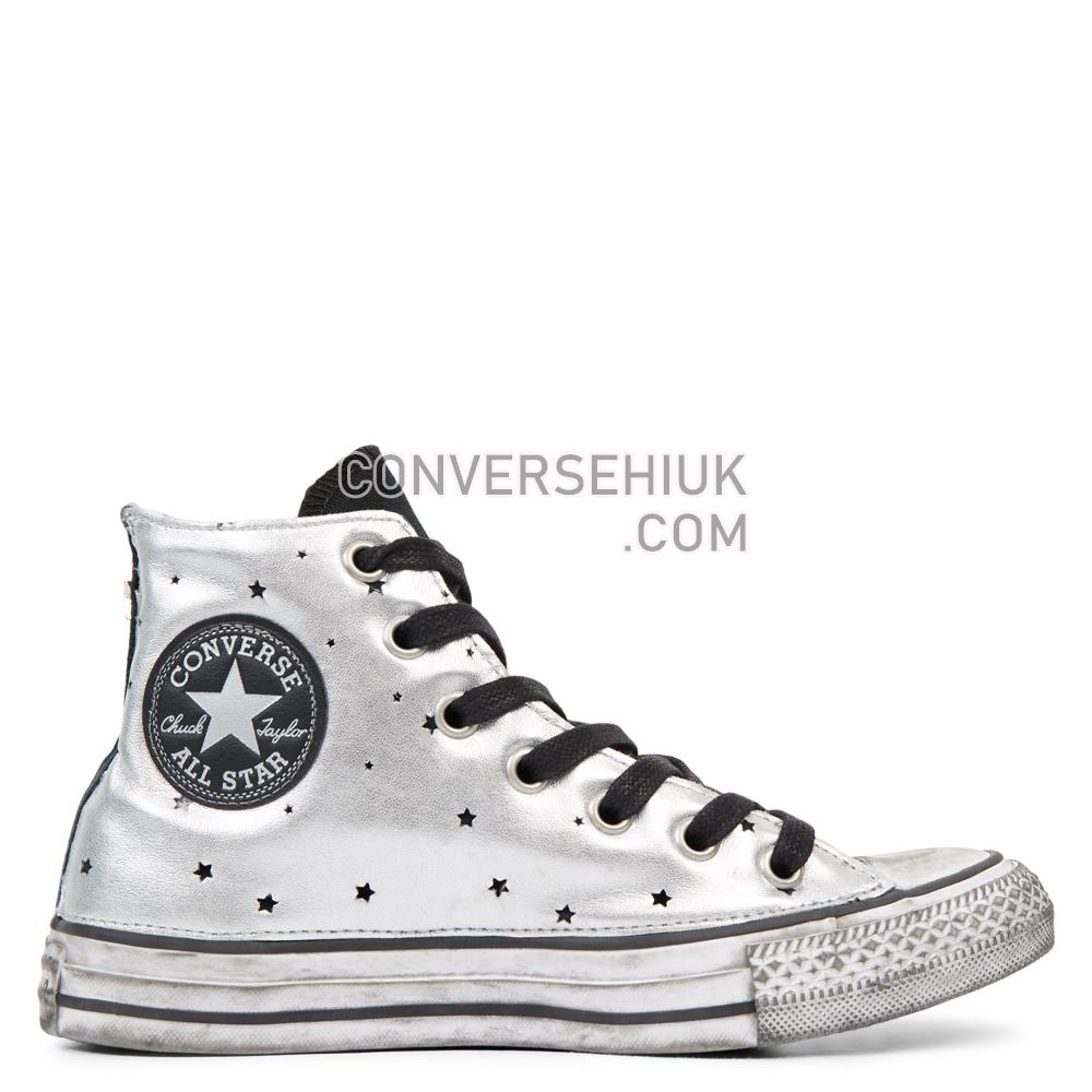 Converse Chuck Taylor All Star Metallic Silver Star Leather High Top Black/Metallic/Silver 165755C Shoes