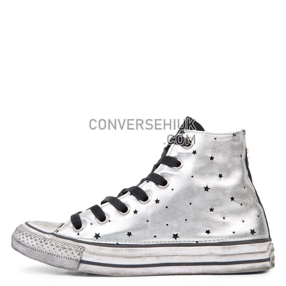 Converse Chuck Taylor All Star Metallic Silver Star Leather High Top Black/Metallic/Silver 165755C Shoes