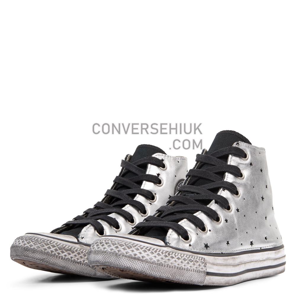 Converse Chuck Taylor All Star Metallic Silver Star Leather High Top Black/Metallic/Silver 165755C Shoes