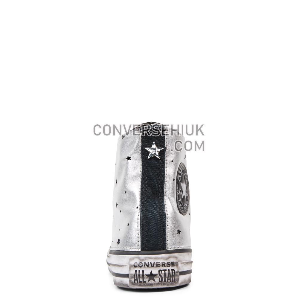 Converse Chuck Taylor All Star Metallic Silver Star Leather High Top Black/Metallic/Silver 165755C Shoes