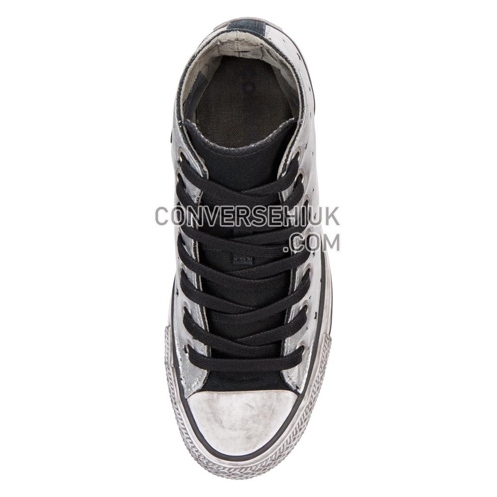 Converse Chuck Taylor All Star Metallic Silver Star Leather High Top Black/Metallic/Silver 165755C Shoes