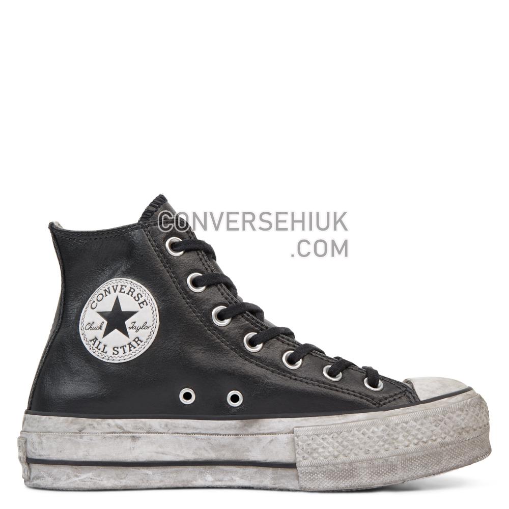 Converse Chuck Taylor All Star Leather Smoke Platform High Top Black/Black/Smoke/In 562908C Shoes