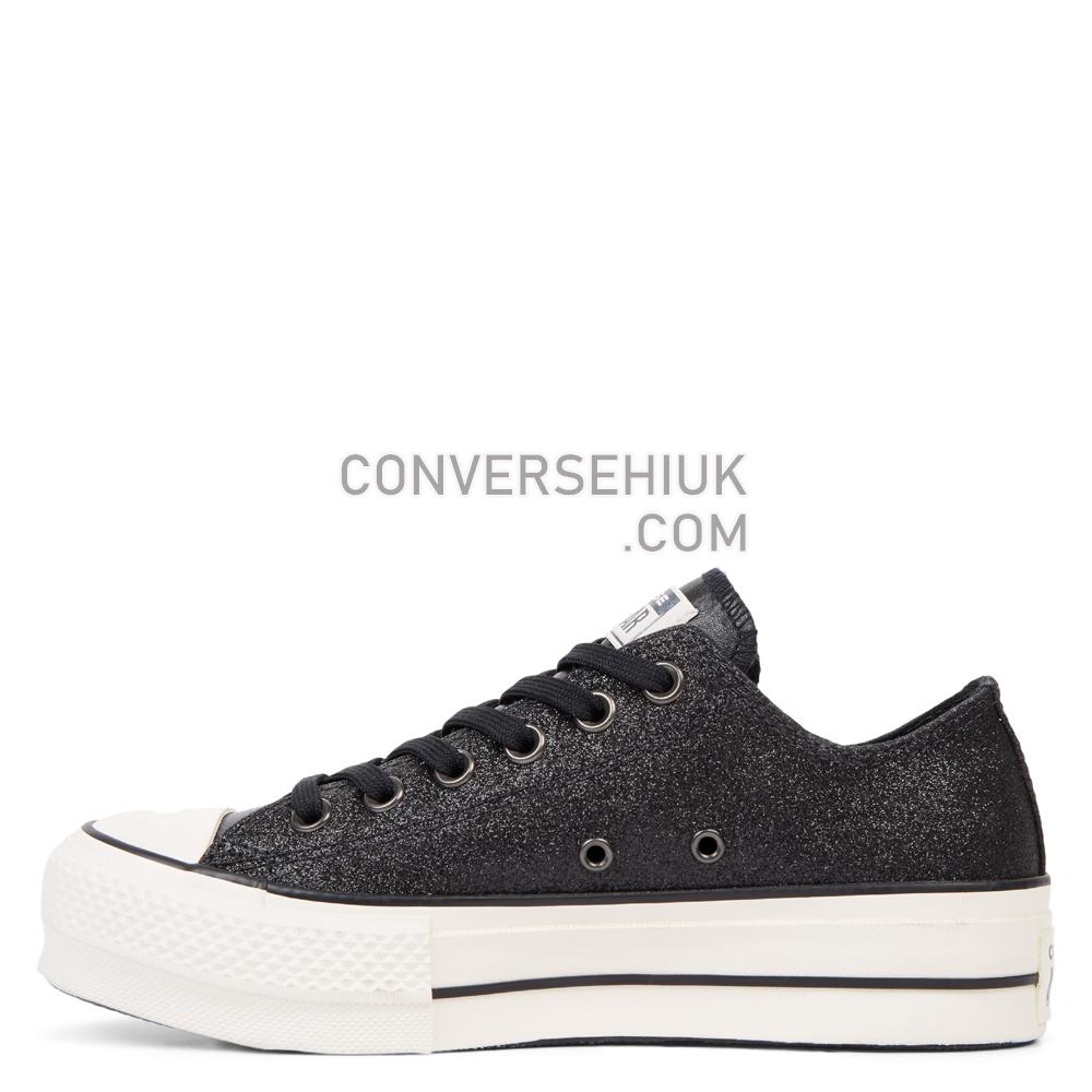 Converse Chuck Taylor All Star Shiny Metals Platform Low Top Black/Egret/Black 565899C Shoes