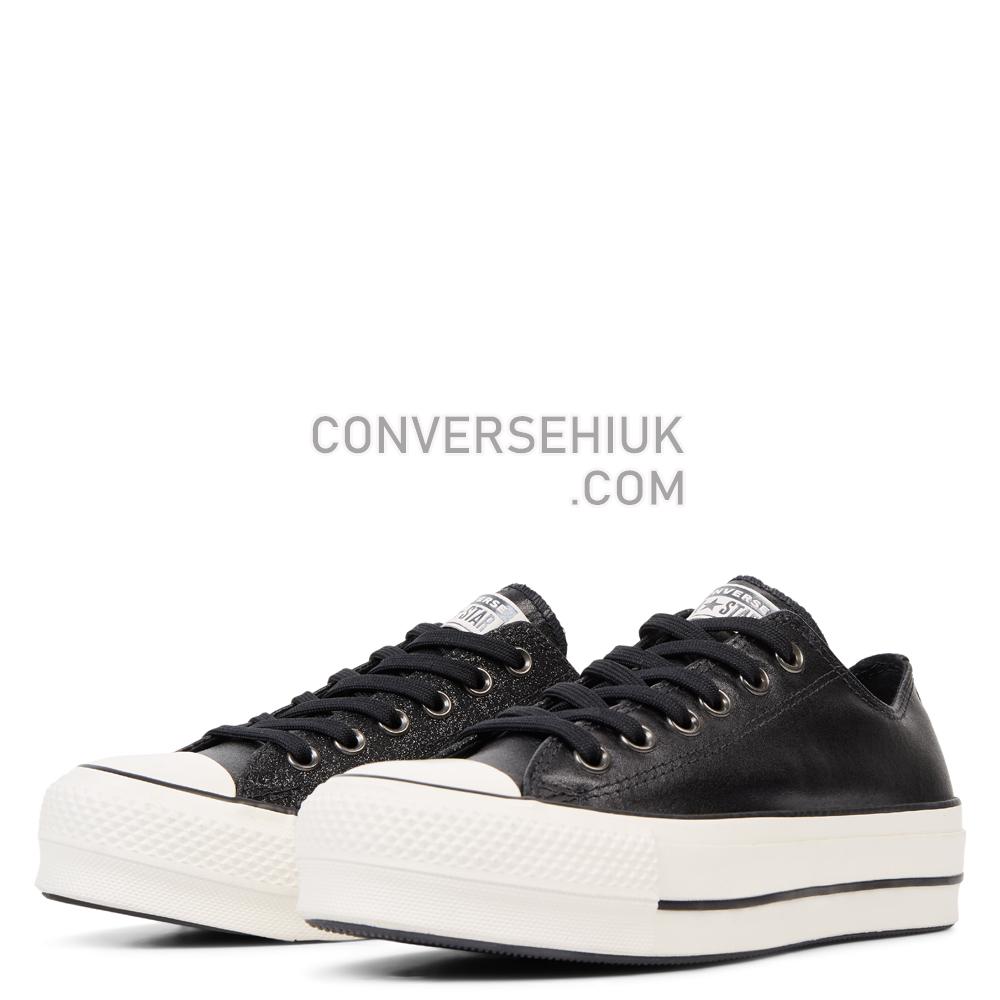 Converse Chuck Taylor All Star Shiny Metals Platform Low Top Black/Egret/Black 565899C Shoes