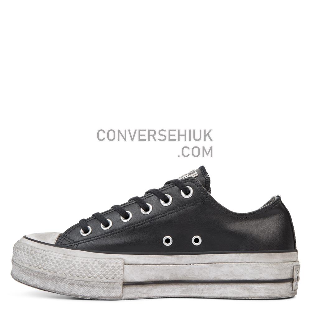 Converse Chuck Taylor All Star Leather Smoke Platform Low Top Black/Black/Smoke/In 562910C Shoes