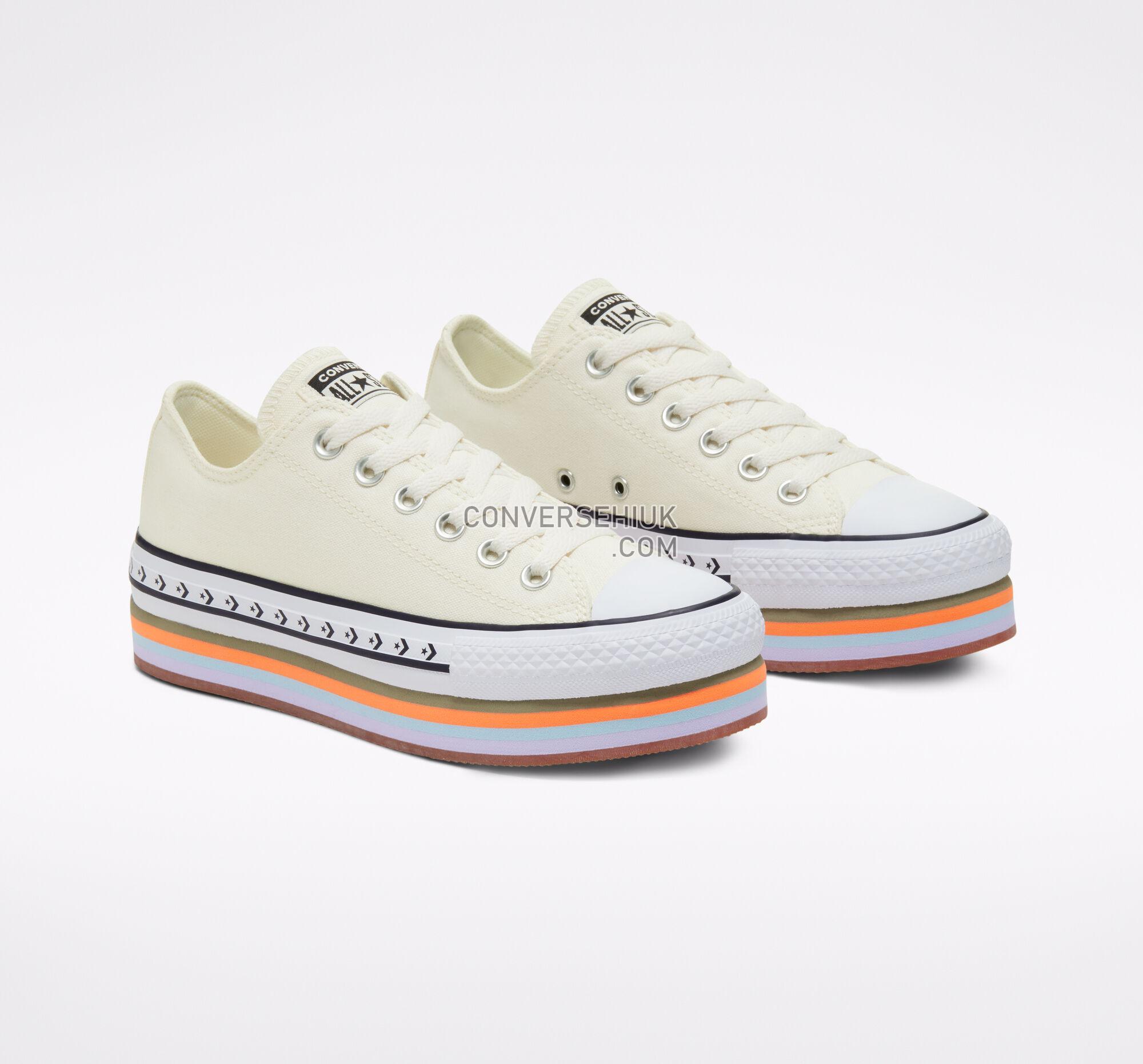 Converse Sunblocked Platform Chuck Taylor All Star Egret/Total Orange/Gum 567847C Shoes