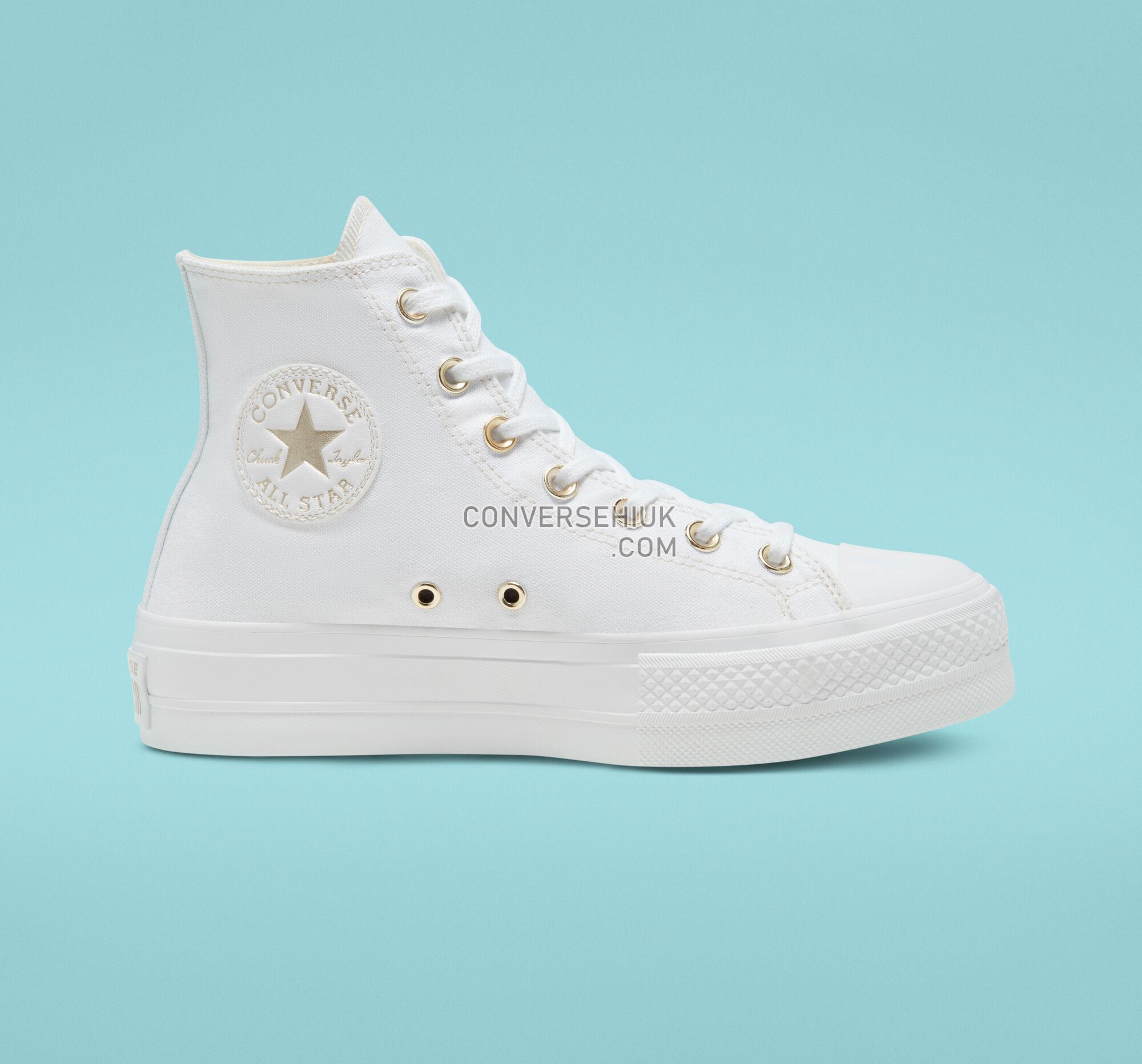 Converse Elevated Gold Platform Chuck Taylor All Star White/White/Gold 568380C Shoes