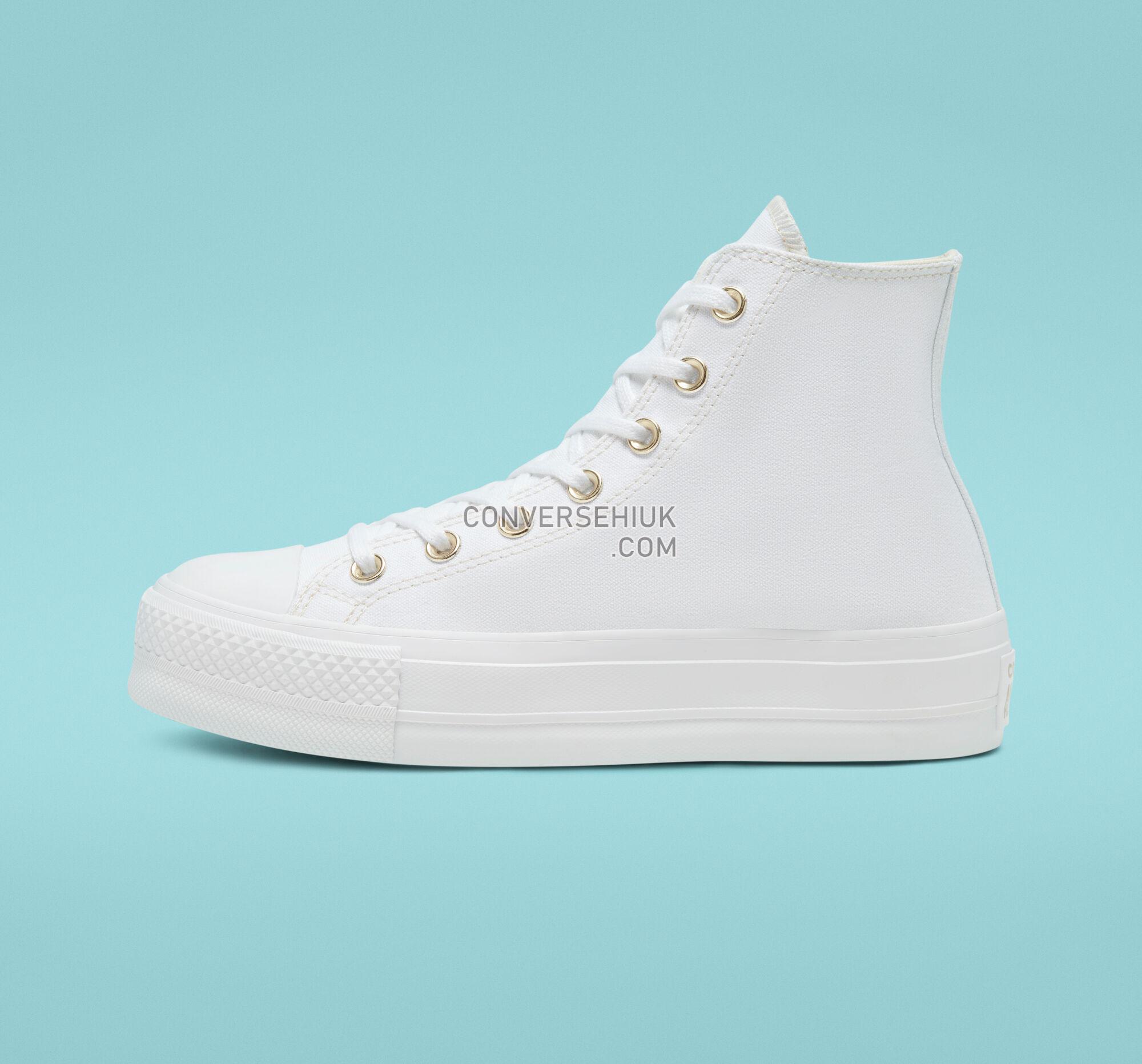 Converse Elevated Gold Platform Chuck Taylor All Star White/White/Gold 568380C Shoes