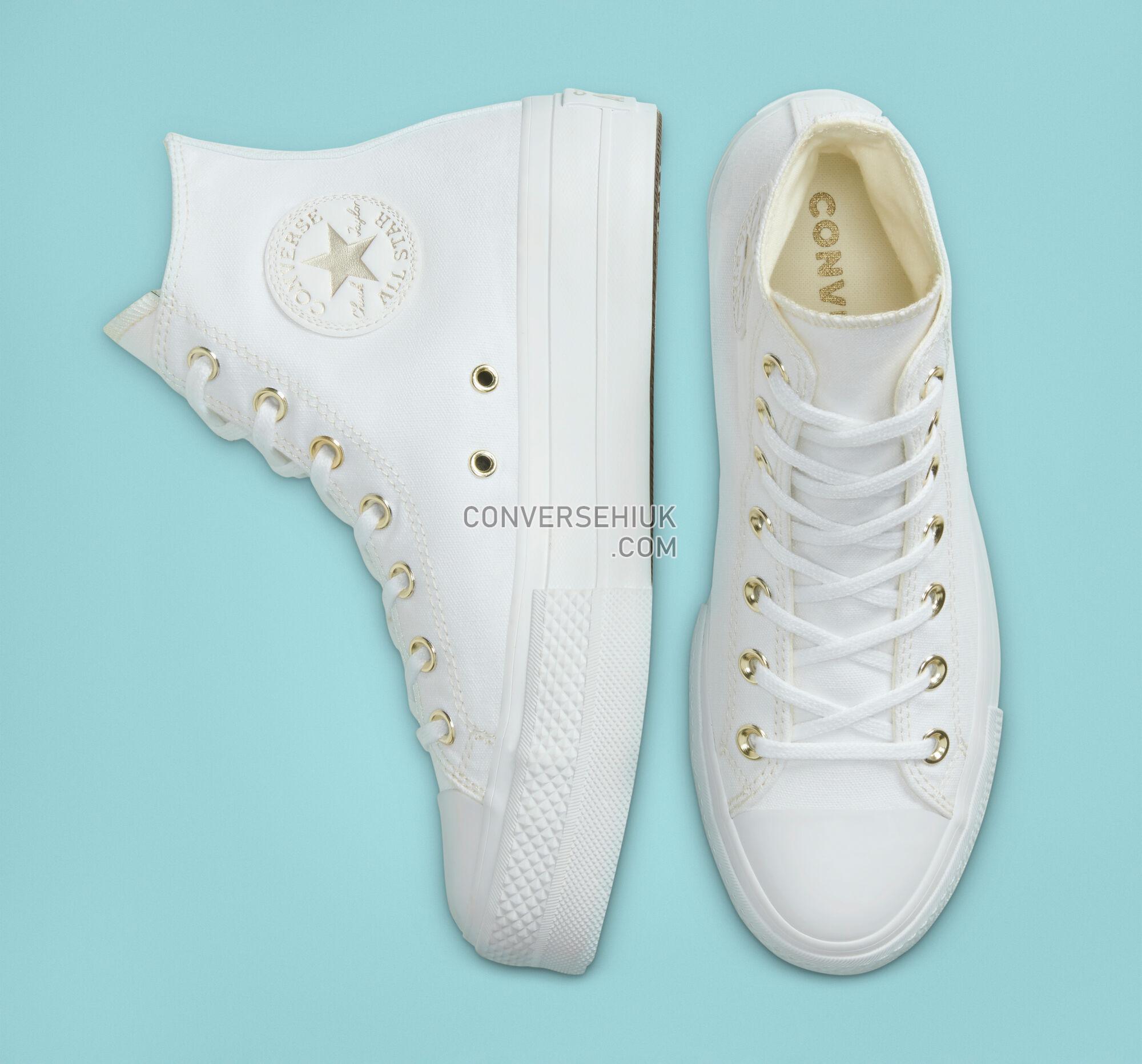 Converse Elevated Gold Platform Chuck Taylor All Star White/White/Gold 568380C Shoes