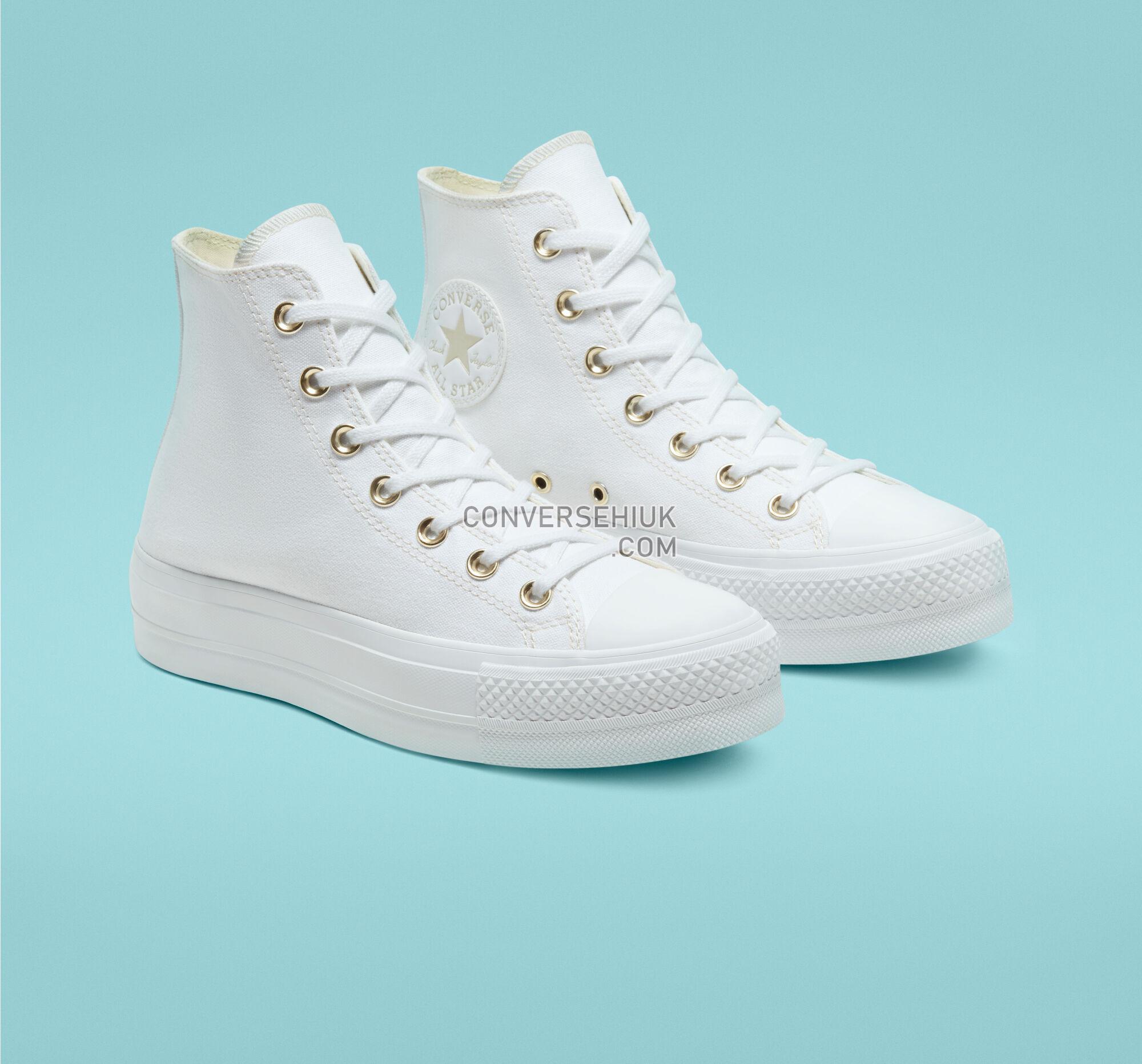 Converse Elevated Gold Platform Chuck Taylor All Star White/White/Gold 568380C Shoes