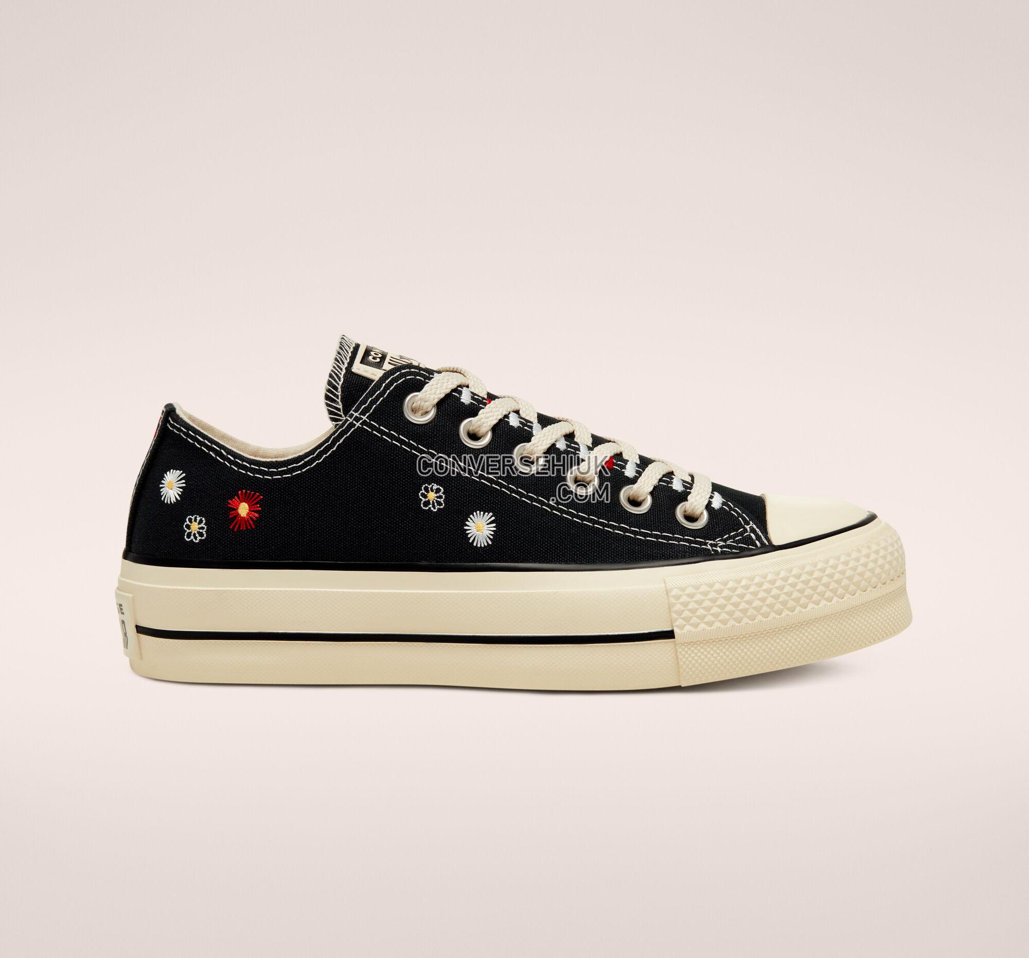 Converse Embroidered Floral Platform Chuck Taylor All Star Black/Natural Ivory/Black 567994C Shoes