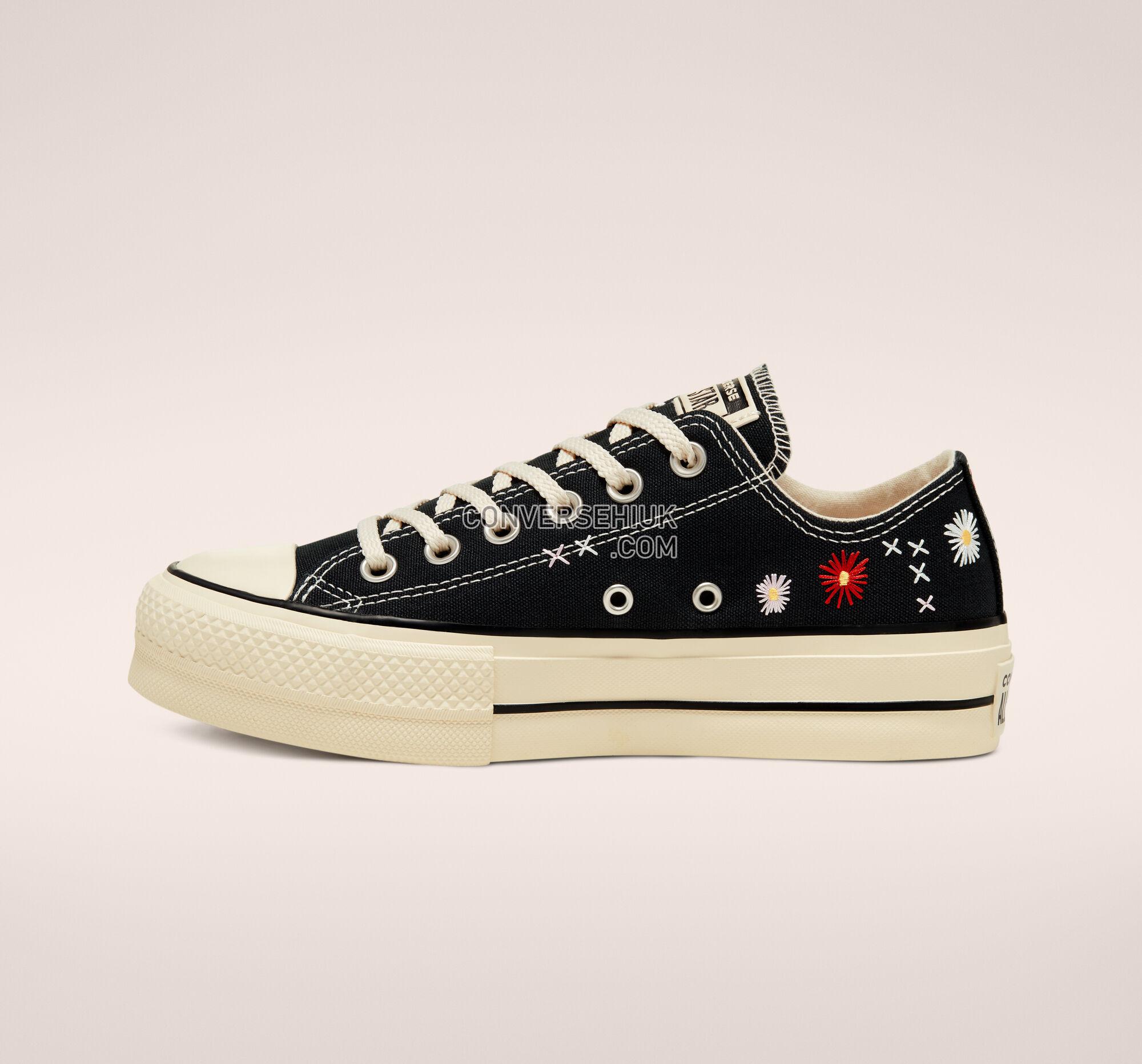 Converse Embroidered Floral Platform Chuck Taylor All Star Black/Natural Ivory/Black 567994C Shoes