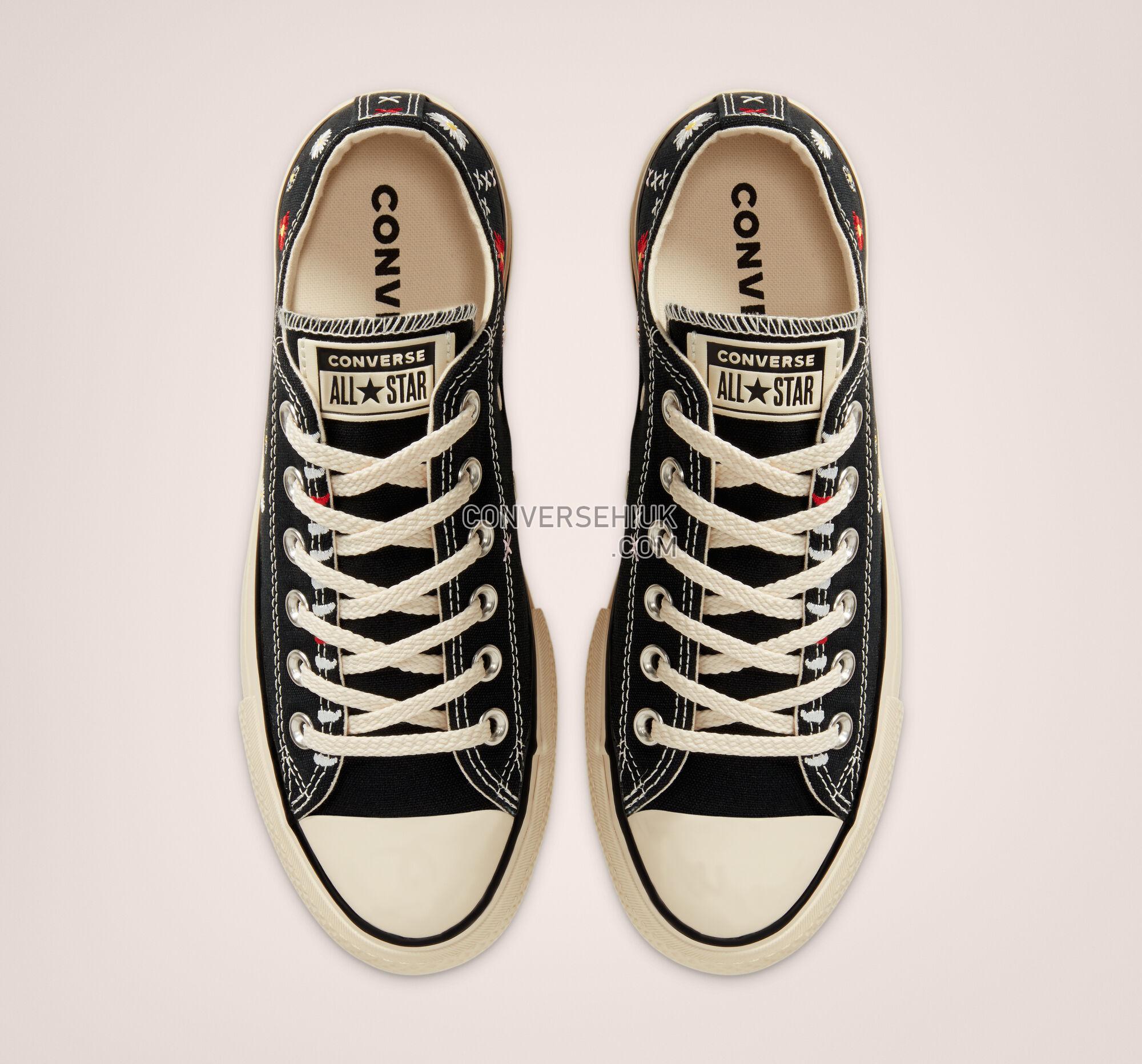 Converse Embroidered Floral Platform Chuck Taylor All Star Black/Natural Ivory/Black 567994C Shoes