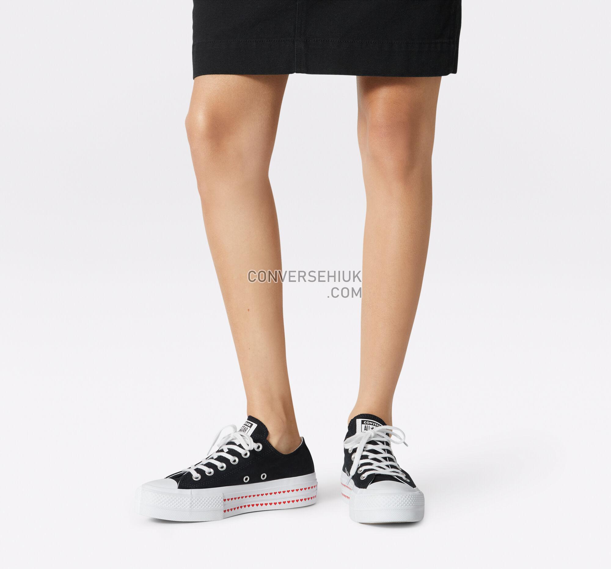 Converse Love Fearlessly Platform Chuck Taylor All Star Black/University Red/White 567158C Shoes