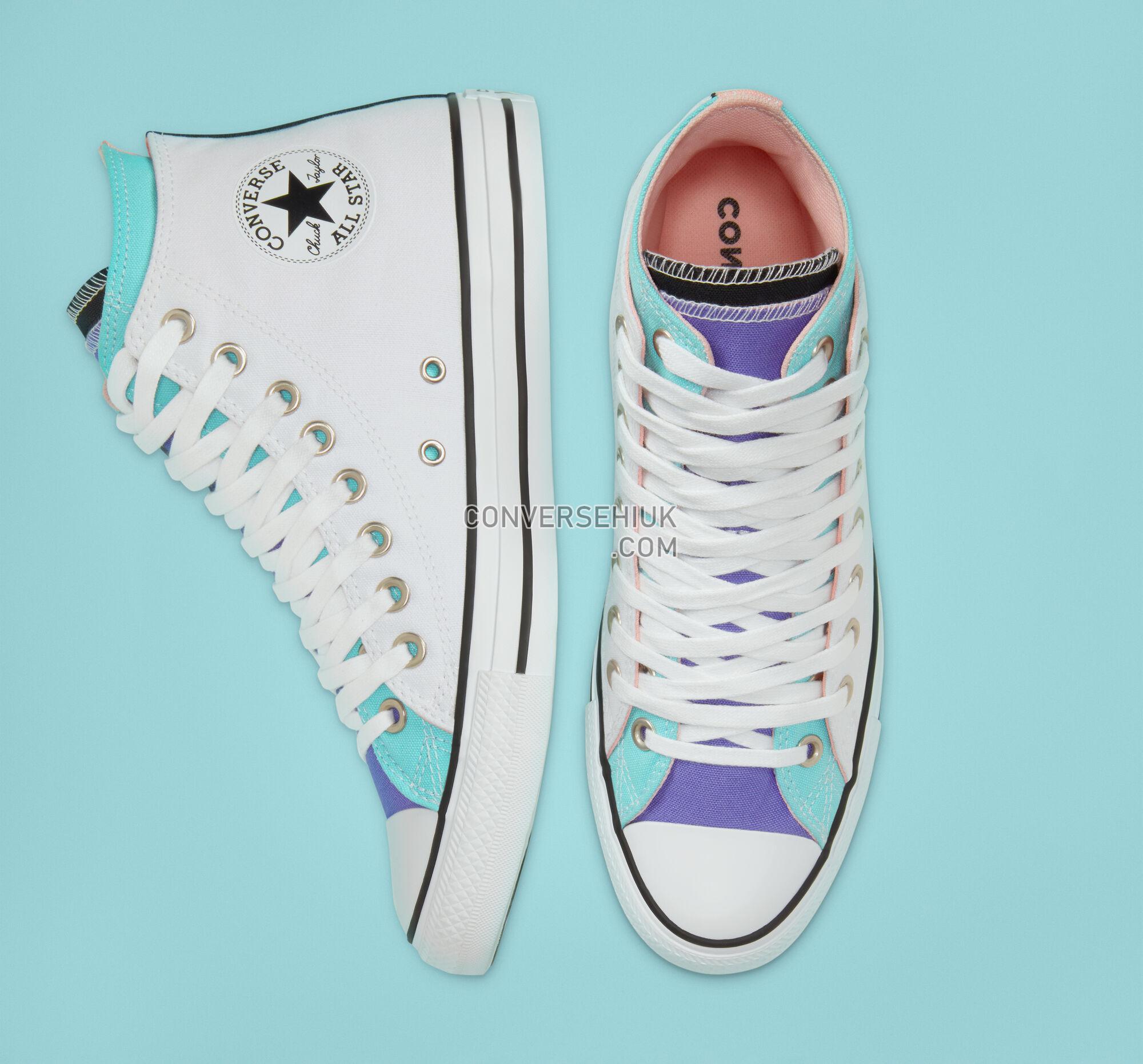 Converse Double Upper Chuck Taylor All Star White/Bleached Aqua/Wild Lilac 167416F Shoes