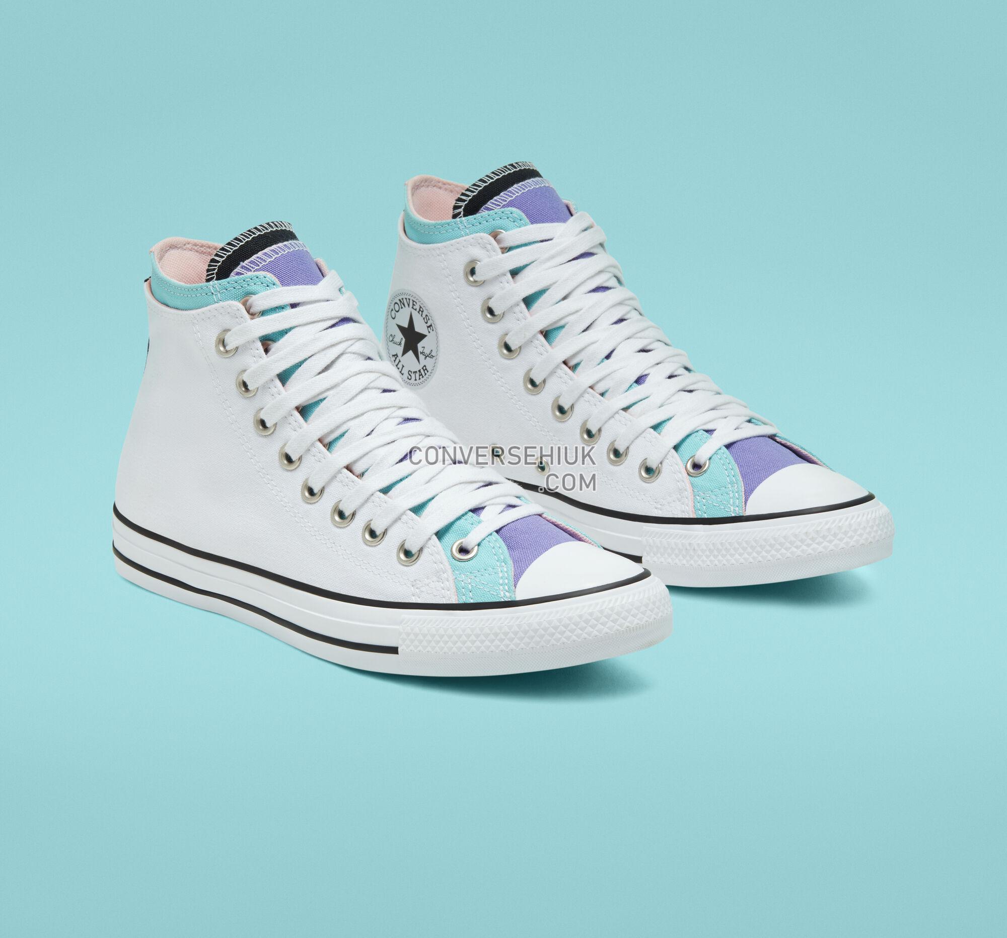 Converse Double Upper Chuck Taylor All Star White/Bleached Aqua/Wild Lilac 167416F Shoes